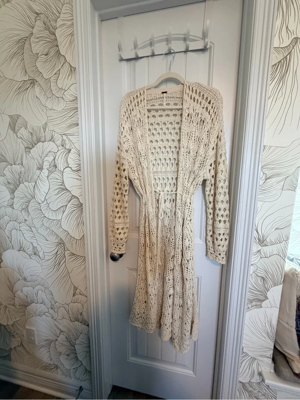 Free People Sweet Talker Crochet Cardigan Cream XS